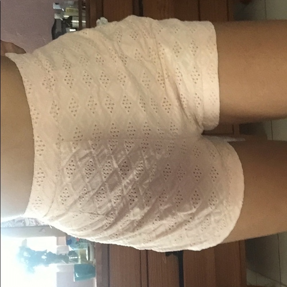 Peach crochet high rise shorts